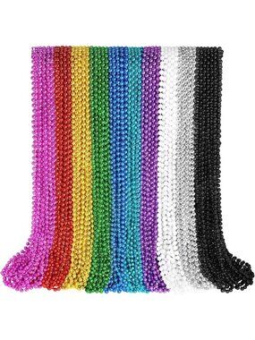 100PCS Orange Mardi Gras Bead Necklaces 33" Halloween Party Favor Beads-10 Color